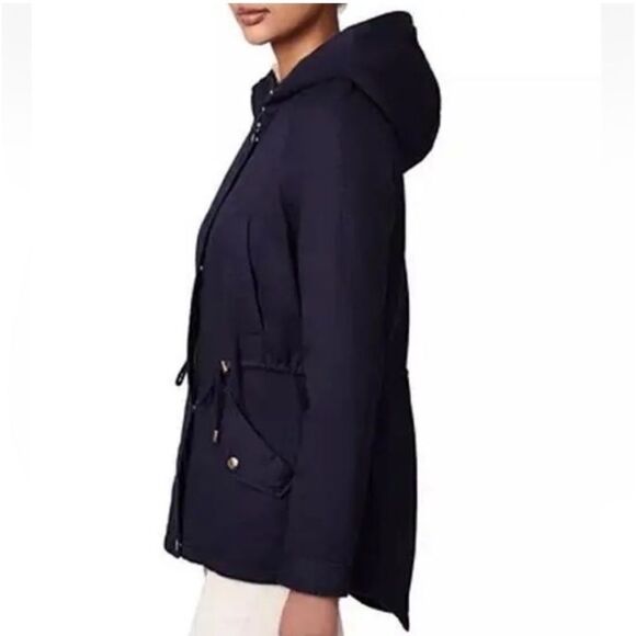 Collection B Juniors' Trendy Hooded Drawstring Waist Anorak Parka Jacket Navy XL - Picture 4 of 12